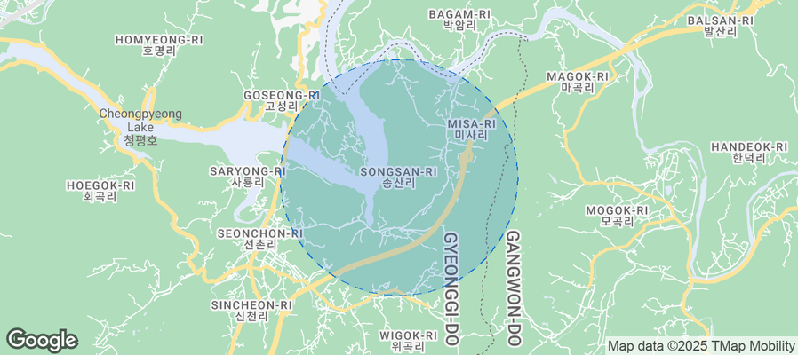 Map of Airbnb listings in Songsan-ri