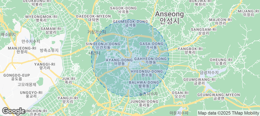 Map of Airbnb listings in Anseong-si
