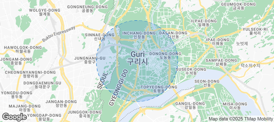 Map of Airbnb listings in Guri-si