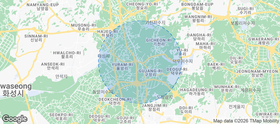 Map of Airbnb listings in Hwaseong