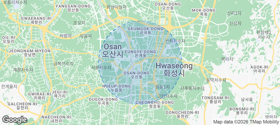 Map of Airbnb listings in Osan-si
