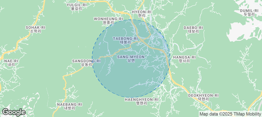 Map of Airbnb listings in Sang-myeon