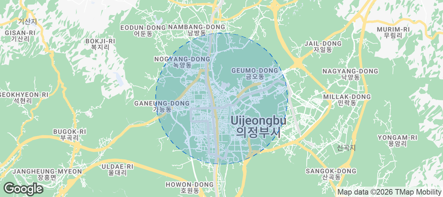 Map of Airbnb listings in Uijeongbu