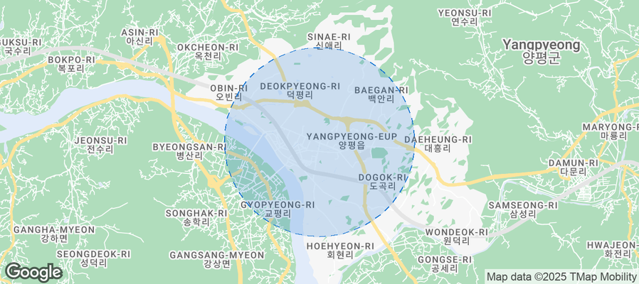 Map of Airbnb listings in Yangpyeong