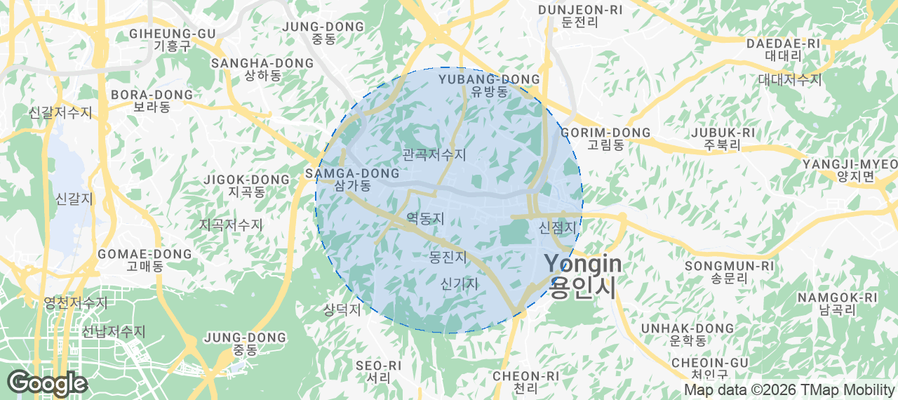 Map of Airbnb listings in Yongin