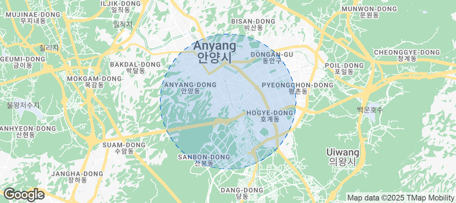 Map of Airbnb listings in Anyang-si