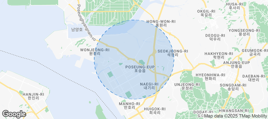 Map of Airbnb listings in Pyeongtaek-si
