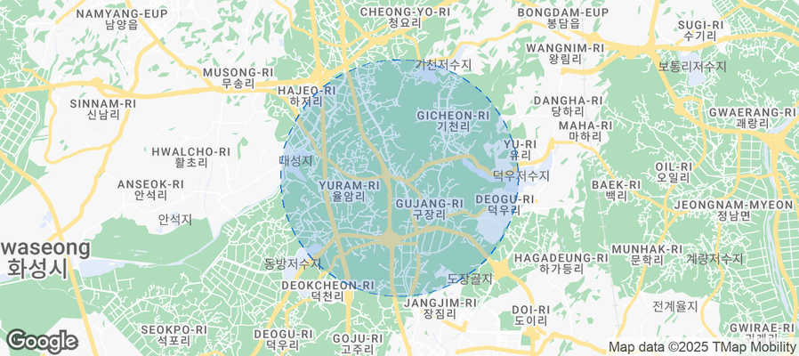 Map of Airbnb listings in Hwaseong-si