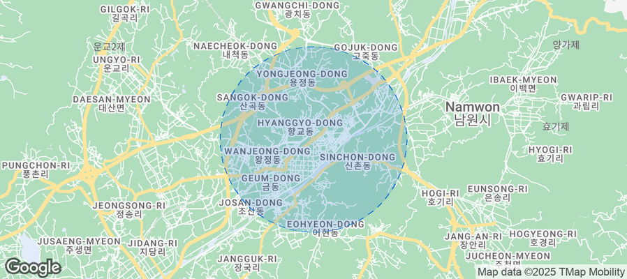 Map of Airbnb listings in Namwon-si