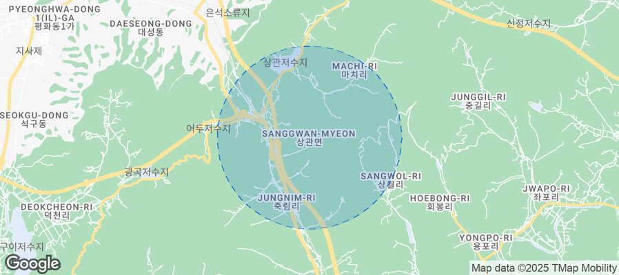 Map of Airbnb listings in Sanggwan-myeon