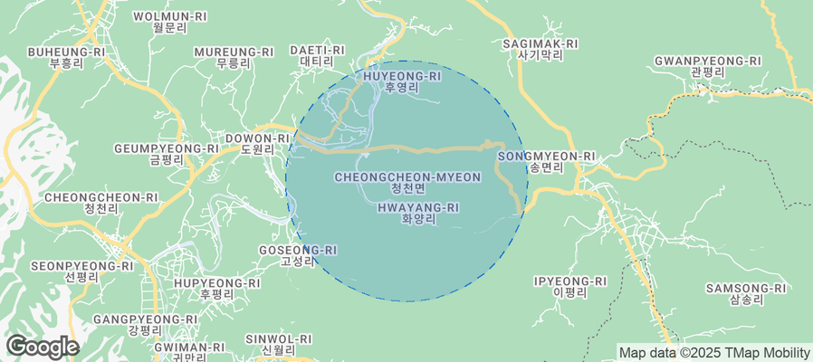 Map of Airbnb listings in Cheongcheon-myeon