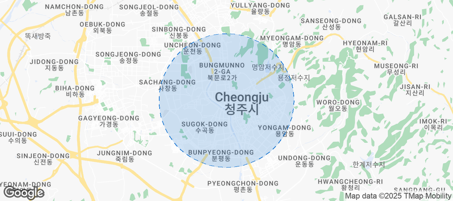 Map of Airbnb listings in Cheongju-si
