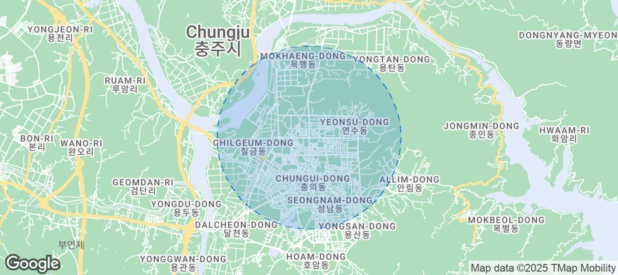 Map of Airbnb listings in Chungju-si