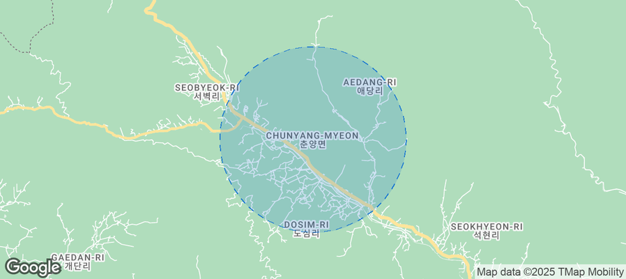 Map of Airbnb listings in Chunyang-myeon