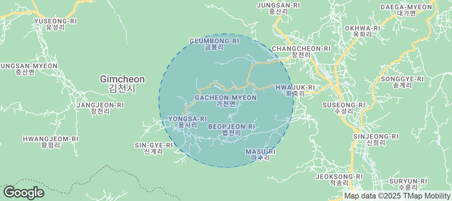 Map of Airbnb listings in Gacheon-myeon