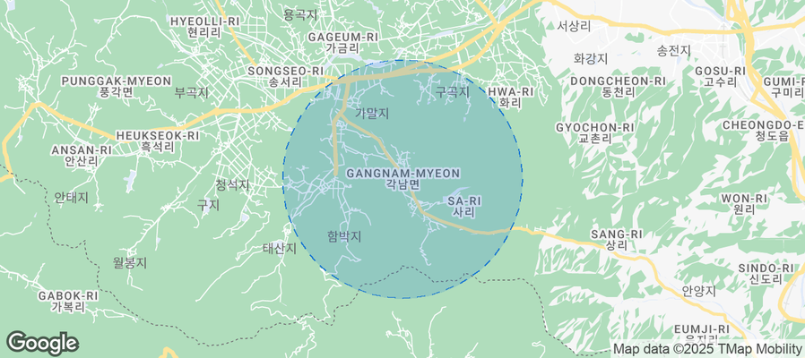 Map of Airbnb listings in Gaknam-myeon