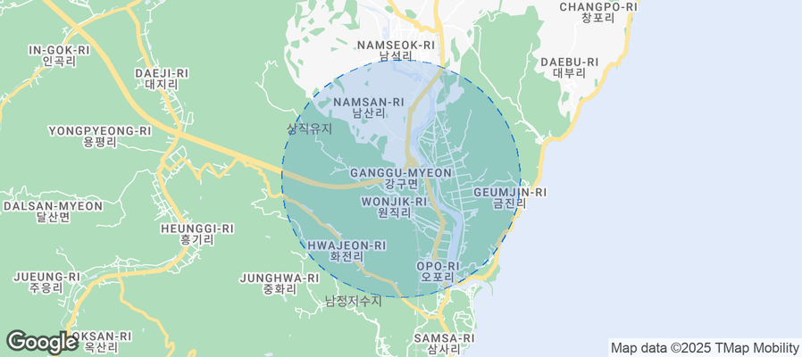 Map of Airbnb listings in Ganggu-myeon