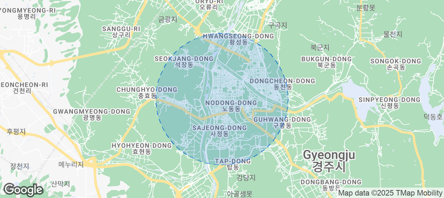 Map of Airbnb listings in Gyeongju-si