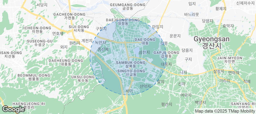 Map of Airbnb listings in Gyeongsan-si