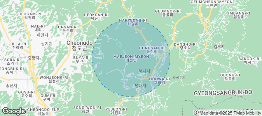 Map of Airbnb listings in Maejeon-myeon