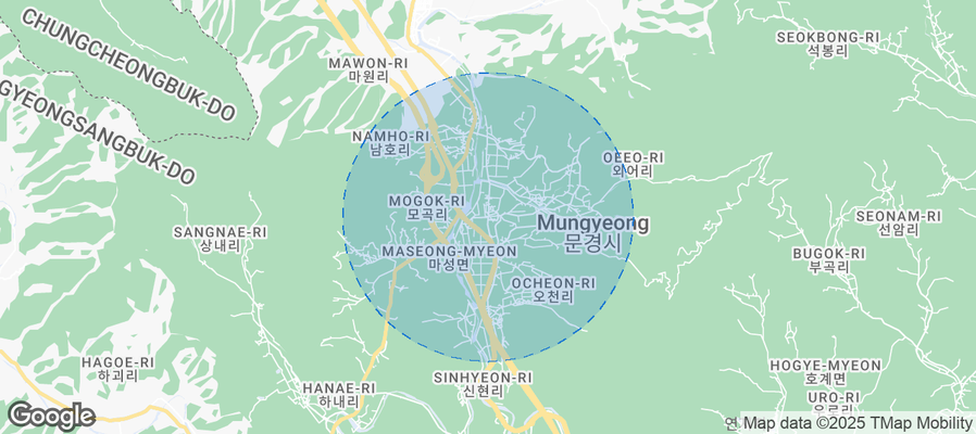 Map of Airbnb listings in Mungyeong-si