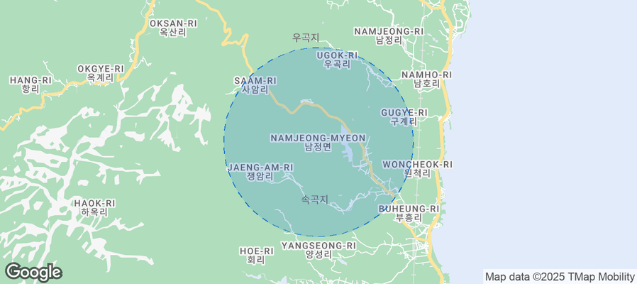 Map of Airbnb listings in Namjeong-myeon