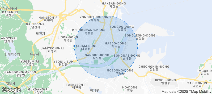 Map of Airbnb listings in Pohang-si
