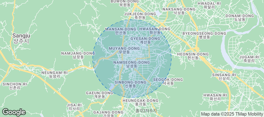 Map of Airbnb listings in Sangju-si