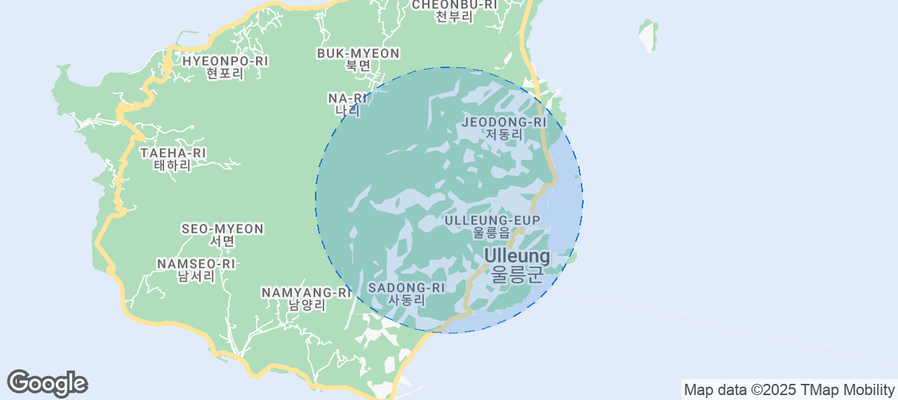 Map of Airbnb listings in Ulleung-eup