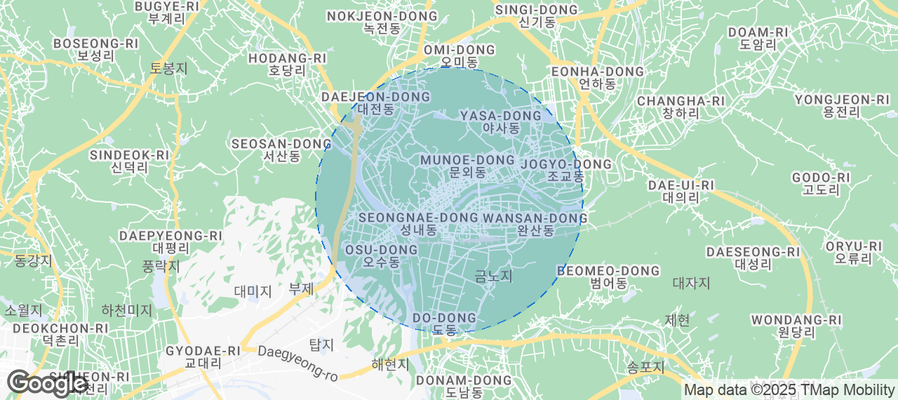 Map of Airbnb listings in Yeongcheon-si