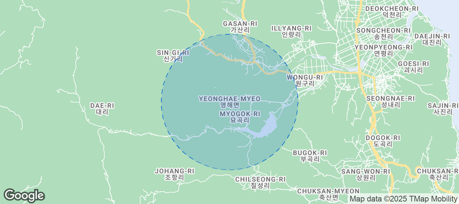 Map of Airbnb listings in Yeonghae-myeon