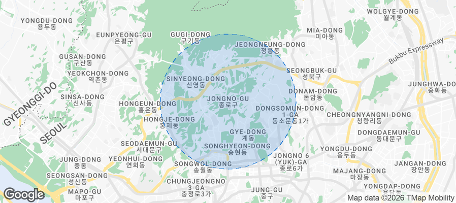Map of Airbnb listings in Jongno-gu