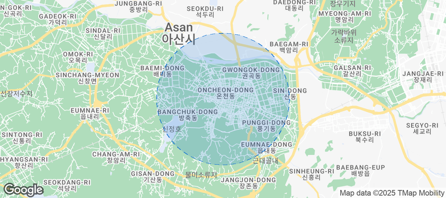 Map of Airbnb listings in Asan-si