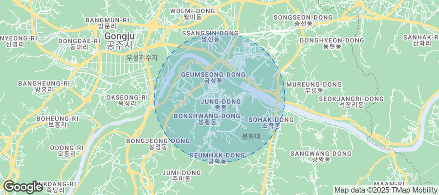 Map of Airbnb listings in Gongju-si