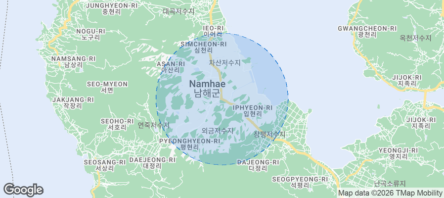 Map of Airbnb listings in Namhae-gun