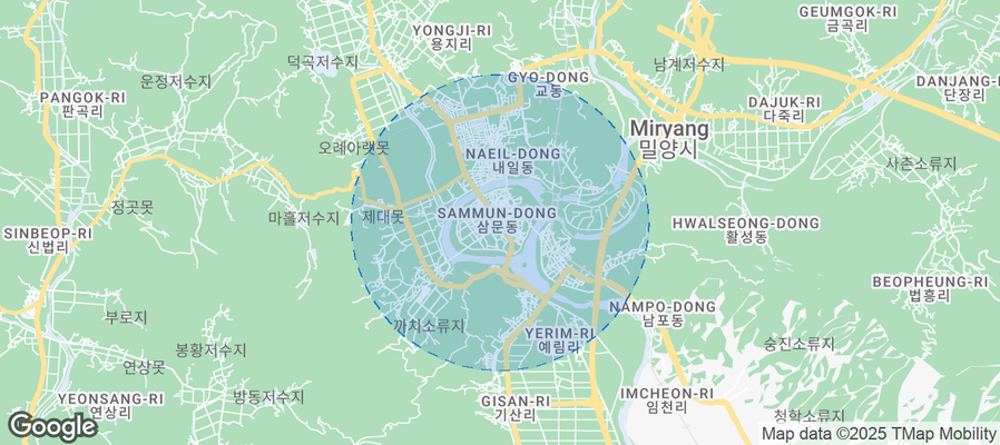 Map of Airbnb listings in Miryang-si