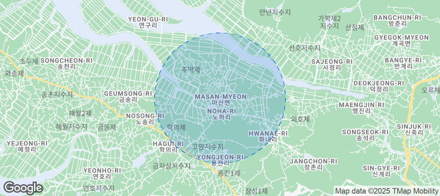 Map of Airbnb listings in Masan-myeon