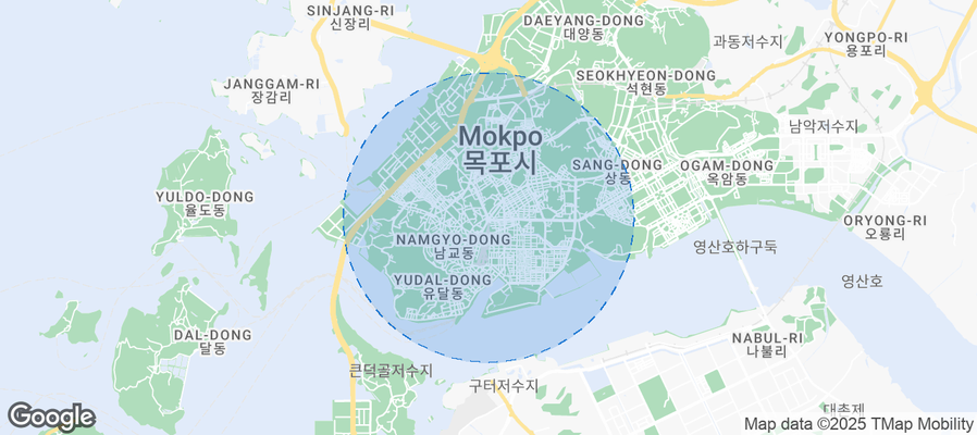 Map of Airbnb listings in Mokpo-si