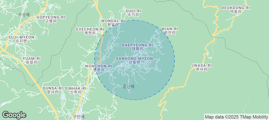 Map of Airbnb listings in Sandong-myeon