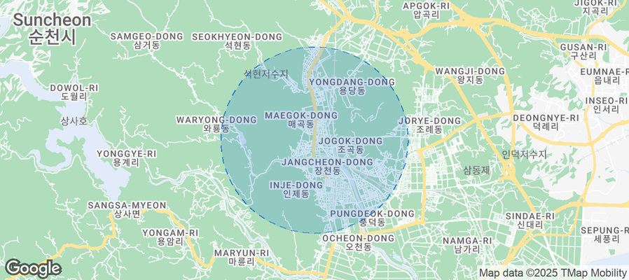 Map of Airbnb listings in Suncheon-si