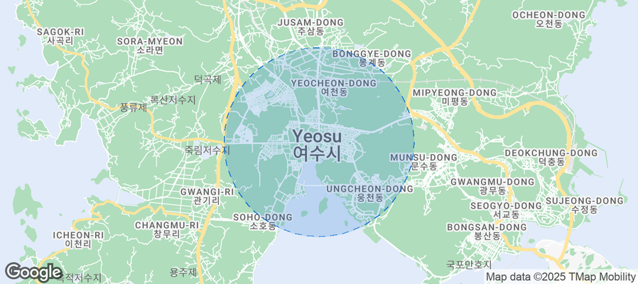 Map of Airbnb listings in Yeosu-si