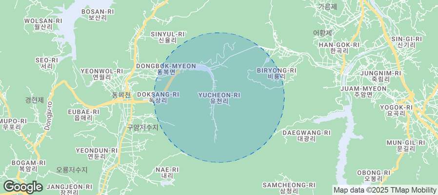 Map of Airbnb listings in Yucheon-ri