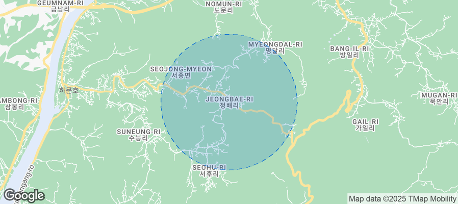 Map of Airbnb listings in Jeongbae-ri