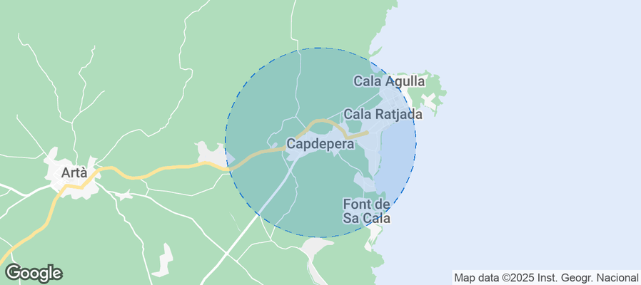 Map of Airbnb listings in Capdepera