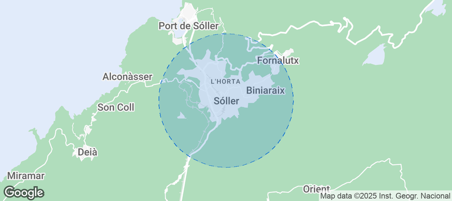 Map of Airbnb listings in Sóller