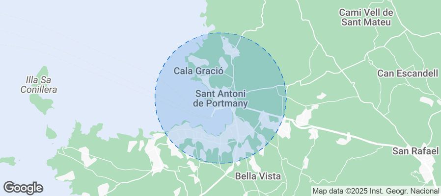 Map of Airbnb listings in Sant Antoni de Portmany