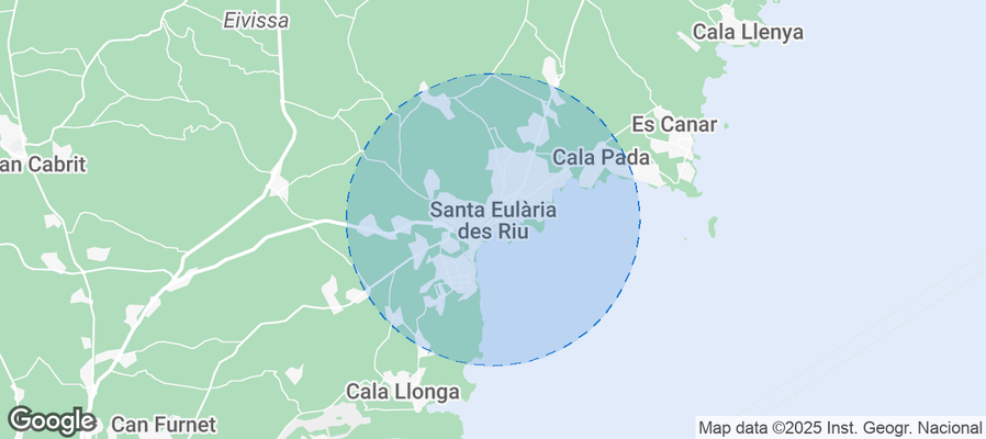 Map of Airbnb listings in Santa Eulària des Riu