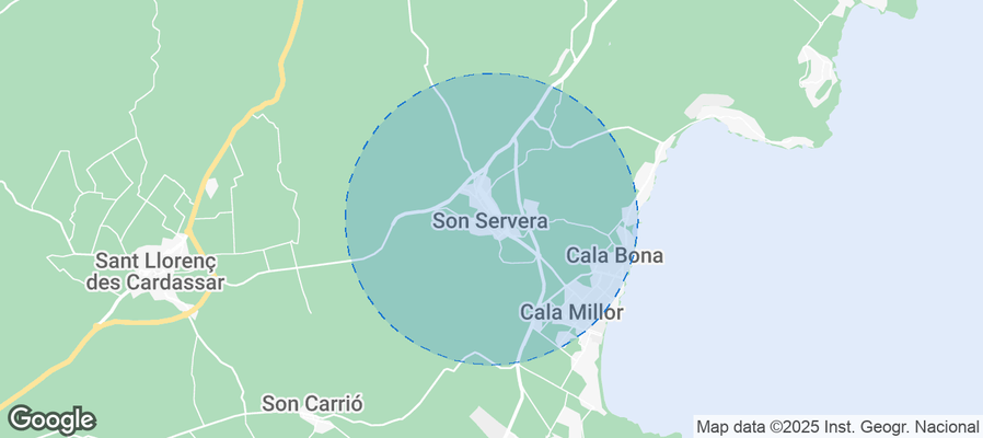 Map of Airbnb listings in Son Servera