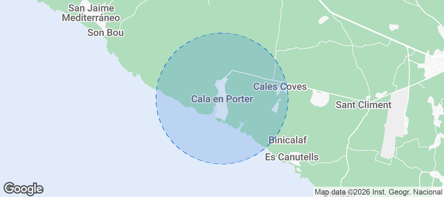 Map of Airbnb listings in Cala en Porter