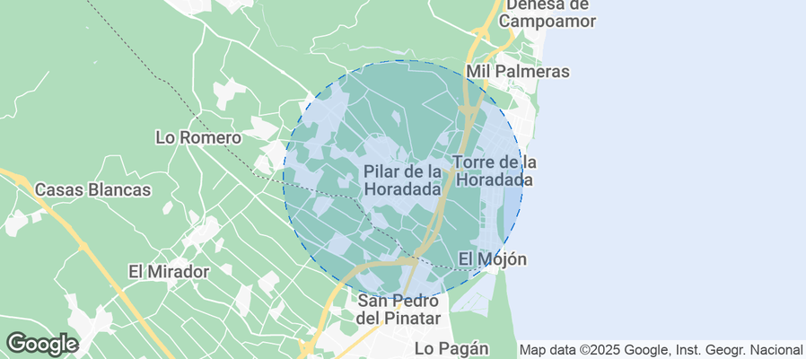 Map of Airbnb listings in Pilar de la Horadada